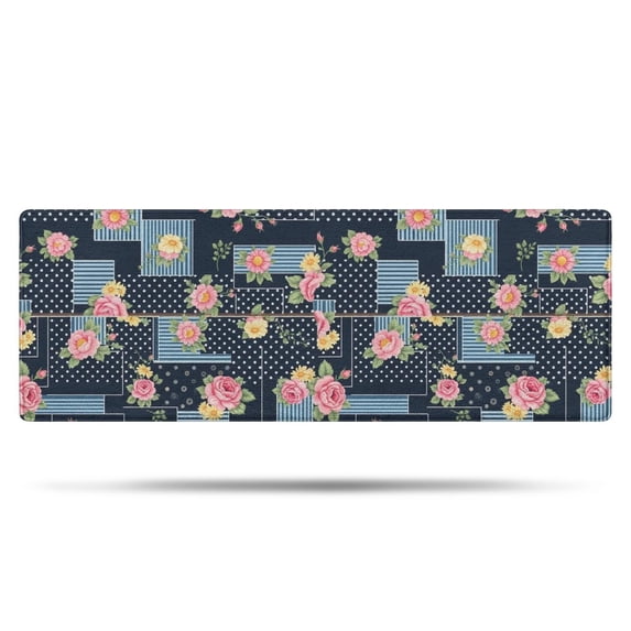 Pioneer Flower Floral Print Pattern Bathroom Rugs Mat, Non Slip Microfiber Bathroom Rug with Rubber Backing, Soft Mats for Bathroom Floor Tub Shower, 17"x47"