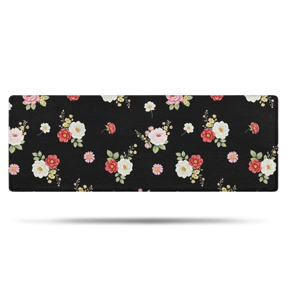 Pioneer Flower Floral Print Pattern Bathroom Rugs Mat, Non Slip Microfiber Bathroom Rug with Rubber Backing, Soft Mats for Bathroom Floor Tub Shower, 17"x47"