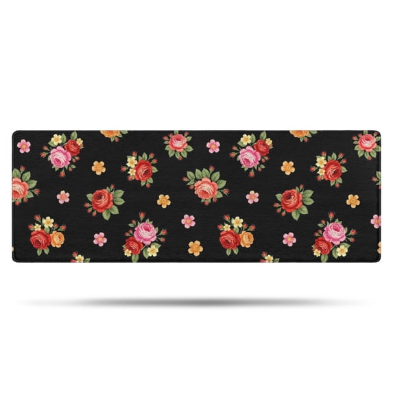 Pioneer Flower Floral Print Pattern Bathroom Rugs Mat, Non Slip Microfiber Bathroom Rug with Rubber Backing, Soft Mats for Bathroom Floor Tub Shower, 17"x47"