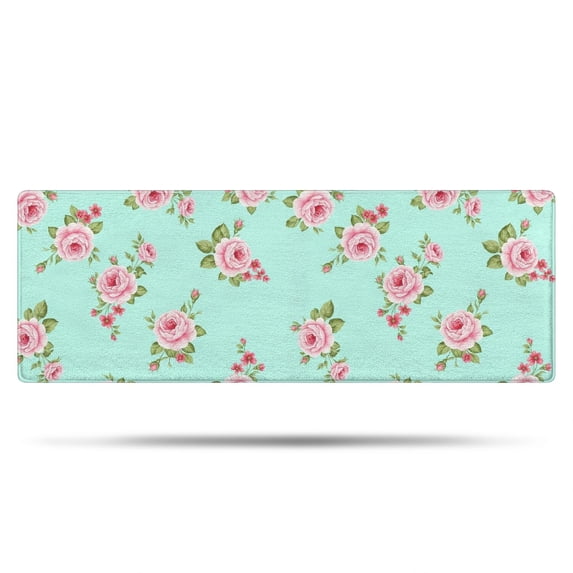 Pioneer Flower Floral Print Pattern Bathroom Rugs Mat, Non Slip Microfiber Bathroom Rug with Rubber Backing, Soft Mats for Bathroom Floor Tub Shower, 17"x47"