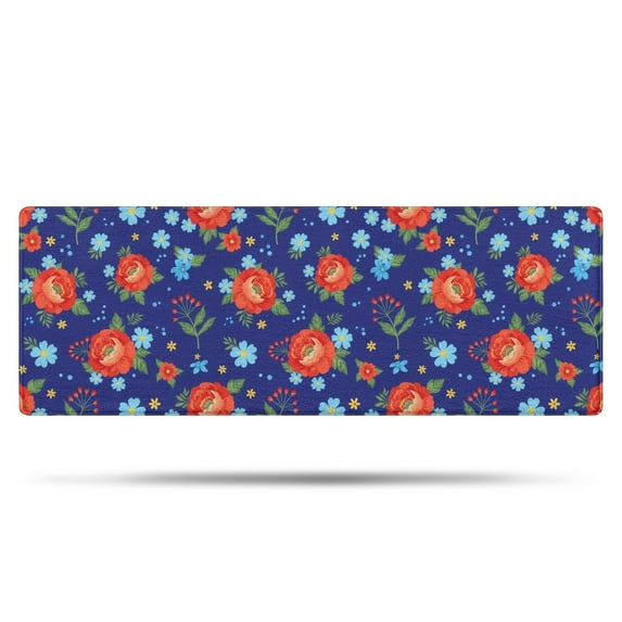 Pioneer Flower Floral Print Pattern Bathroom Rugs Mat, Non Slip Microfiber Bathroom Rug with Rubber Backing, Soft Mats for Bathroom Floor Tub Shower, 17"x47"