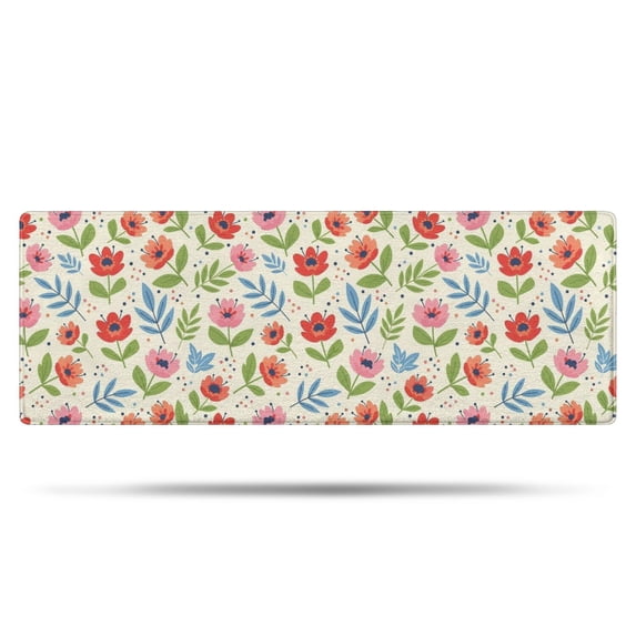 Pioneer Flower Floral Print Pattern Bathroom Rugs Mat, Non Slip Microfiber Bathroom Rug with Rubber Backing, Soft Mats for Bathroom Floor Tub Shower, 17"x47"