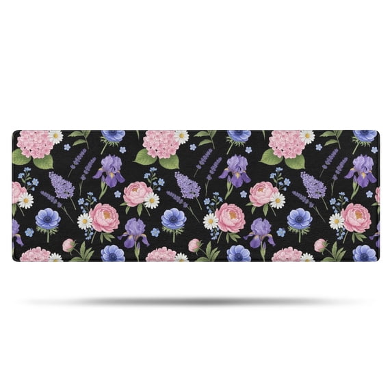 Pioneer Flower Floral Print Pattern Bathroom Rugs Mat, Non Slip Microfiber Bathroom Rug with Rubber Backing, Soft Mats for Bathroom Floor Tub Shower, 17"x47"