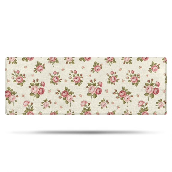 Pioneer Flower Floral Print Pattern Bathroom Rugs Mat, Non Slip Microfiber Bathroom Rug with Rubber Backing, Soft Mats for Bathroom Floor Tub Shower, 17"x47"