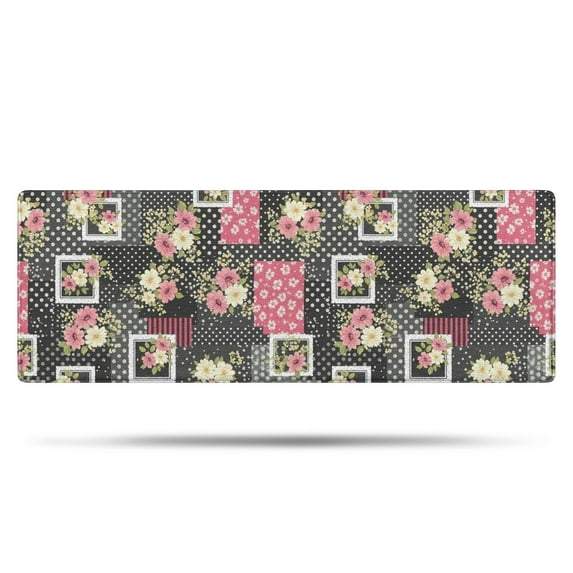 Pioneer Flower Floral Print Pattern Bathroom Rugs Mat, Non Slip Microfiber Bathroom Rug with Rubber Backing, Soft Mats for Bathroom Floor Tub Shower, 17"x47"