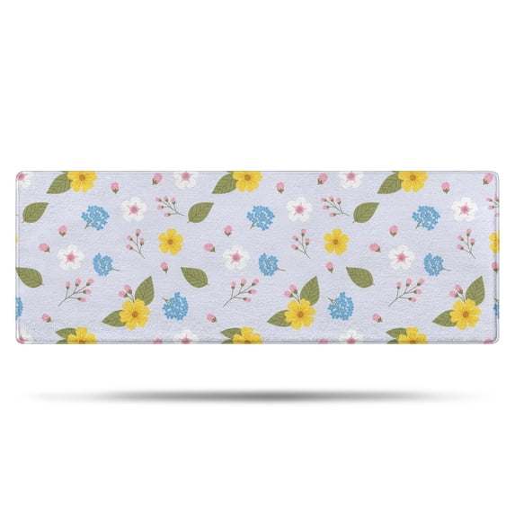 Pioneer Flower Floral Print Pattern Bathroom Rugs Mat, Non Slip Microfiber Bathroom Rug with Rubber Backing, Soft Mats for Bathroom Floor Tub Shower, 17"x47"