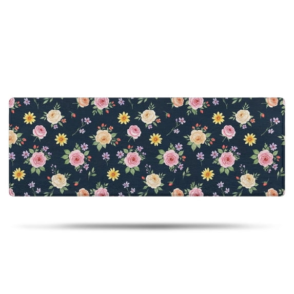 Pioneer Flower Floral Print Pattern Bathroom Rugs Mat, Non Slip Microfiber Bathroom Rug with Rubber Backing, Soft Mats for Bathroom Floor Tub Shower, 17"x47"