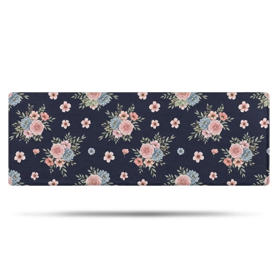 Pioneer Flower Floral Print Pattern Bathroom Rugs Mat, Non Slip Microfiber Bathroom Rug with Rubber Backing, Soft Mats for Bathroom Floor Tub Shower, 17"x47"