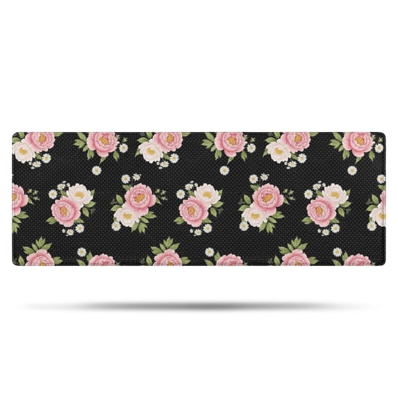 Pioneer Flower Floral Print Pattern Bathroom Rugs Mat, Non Slip Microfiber Bathroom Rug with Rubber Backing, Soft Mats for Bathroom Floor Tub Shower, 17"x47"