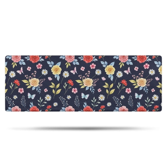 Pioneer Flower Floral Print Pattern Bathroom Rugs Mat, Non Slip Microfiber Bathroom Rug with Rubber Backing, Soft Mats for Bathroom Floor Tub Shower, 17"x47"