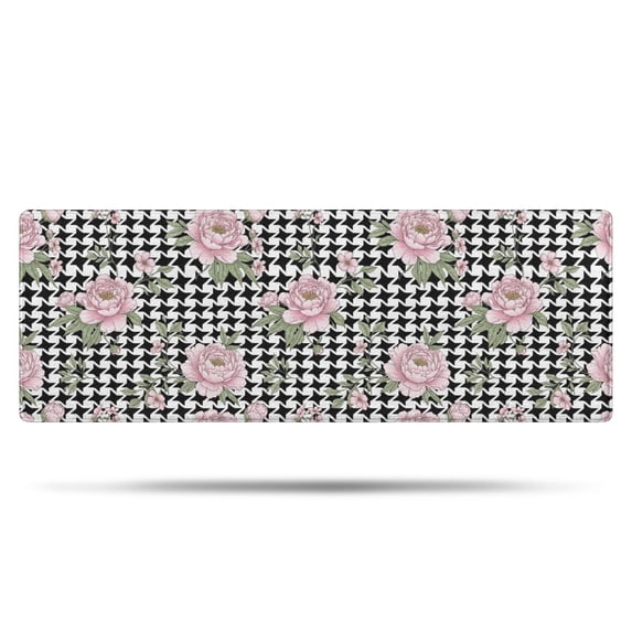 Pioneer Flower Floral Print Pattern Bathroom Rugs Mat, Non Slip Microfiber Bathroom Rug with Rubber Backing, Soft Mats for Bathroom Floor Tub Shower, 17"x47"