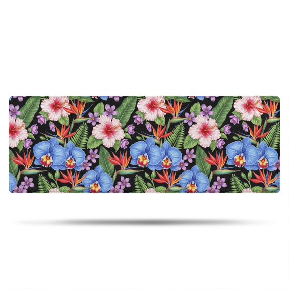 Pioneer Flower Floral Print Pattern Bathroom Rugs Mat, Non Slip Microfiber Bathroom Rug with Rubber Backing, Soft Mats for Bathroom Floor Tub Shower, 17"x47"