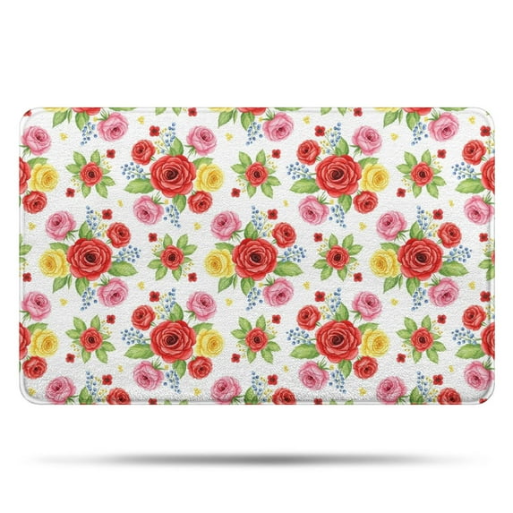 Pioneer Flower Floral Print Pattern Bathroom Rugs Mat, Non Slip Microfiber Bathroom Rug with Rubber Backing, Soft Mats for Bathroom Floor Tub Shower, 20"x32"