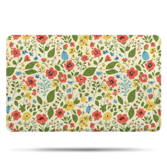 Pioneer Flower Floral Print Pattern Bathroom Rugs Mat, Non Slip Microfiber Bathroom Rug with Rubber Backing, Soft Mats for Bathroom Floor Tub Shower, 20"x32"