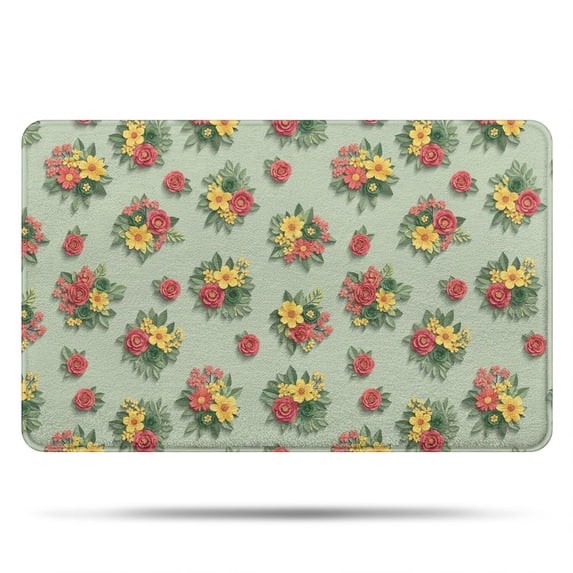 Pioneer Flower Floral Print Pattern Bathroom Rugs Mat, Non Slip Microfiber Bathroom Rug with Rubber Backing, Soft Mats for Bathroom Floor Tub Shower, 20"x32"