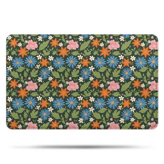 Pioneer Flower Floral Print Pattern Bathroom Rugs Mat, Non Slip Microfiber Bathroom Rug with Rubber Backing, Soft Mats for Bathroom Floor Tub Shower, 20"x32"