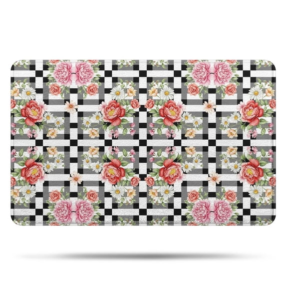 Pioneer Flower Floral Print Pattern Bathroom Rugs Mat, Non Slip Microfiber Bathroom Rug with Rubber Backing, Soft Mats for Bathroom Floor Tub Shower, 20"x32"