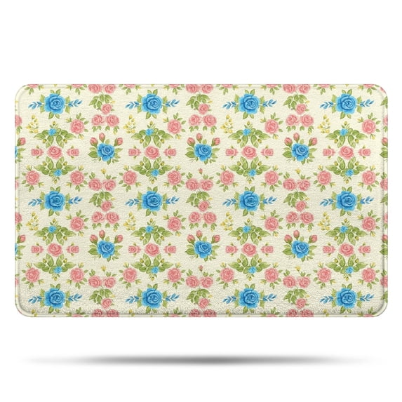 Pioneer Flower Floral Print Pattern Bathroom Rugs Mat, Non Slip Microfiber Bathroom Rug with Rubber Backing, Soft Mats for Bathroom Floor Tub Shower, 20"x32"
