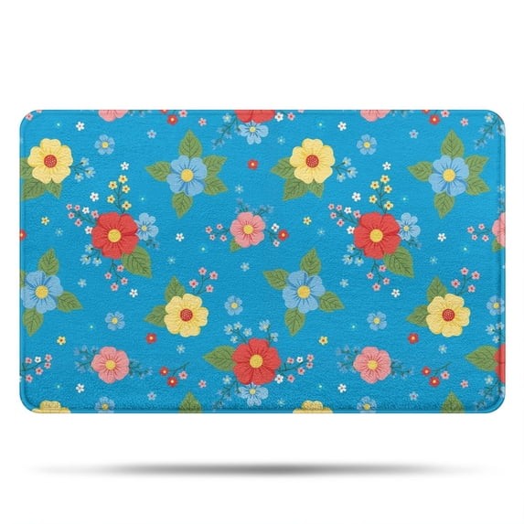 Pioneer Flower Floral Print Pattern Bathroom Rugs Mat, Non Slip Microfiber Bathroom Rug with Rubber Backing, Soft Mats for Bathroom Floor Tub Shower, 20"x32"