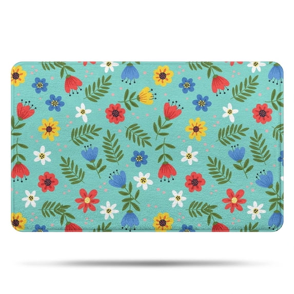 Pioneer Flower Floral Print Pattern Bathroom Rugs Mat, Non Slip Microfiber Bathroom Rug with Rubber Backing, Soft Mats for Bathroom Floor Tub Shower, 20"x32"