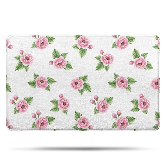 Pioneer Flower Floral Print Pattern Bathroom Rugs Mat, Non Slip Microfiber Bathroom Rug with Rubber Backing, Soft Mats for Bathroom Floor Tub Shower, 20"x32"