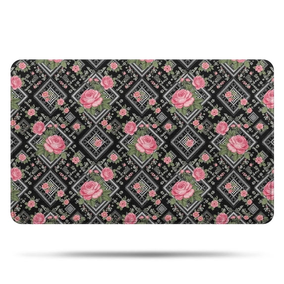 Pioneer Flower Floral Print Pattern Bathroom Rugs Mat, Non Slip Microfiber Bathroom Rug with Rubber Backing, Soft Mats for Bathroom Floor Tub Shower, 20"x32"