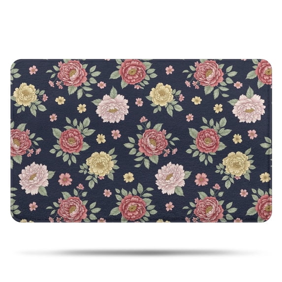 Pioneer Flower Floral Print Pattern Bathroom Rugs Mat, Non Slip Microfiber Bathroom Rug with Rubber Backing, Soft Mats for Bathroom Floor Tub Shower, 20"x32"