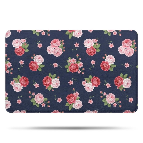 Pioneer Flower Floral Print Pattern Bathroom Rugs Mat, Non Slip Microfiber Bathroom Rug with Rubber Backing, Soft Mats for Bathroom Floor Tub Shower, 20"x32"