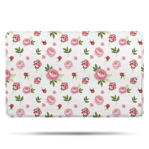 Pioneer Flower Floral Print Pattern Bathroom Rugs Mat, Non Slip Microfiber Bathroom Rug with Rubber Backing, Soft Mats for Bathroom Floor Tub Shower, 20"x32"