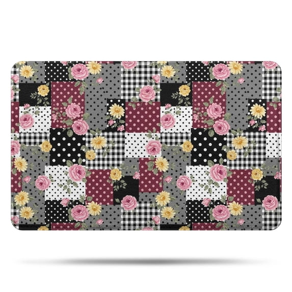 Pioneer Flower Floral Print Pattern Bathroom Rugs Mat, Non Slip Microfiber Bathroom Rug with Rubber Backing, Soft Mats for Bathroom Floor Tub Shower, 20"x32"