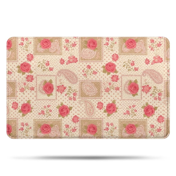 Pioneer Flower Floral Print Pattern Bathroom Rugs Mat, Non Slip Microfiber Bathroom Rug with Rubber Backing, Soft Mats for Bathroom Floor Tub Shower, 20"x32"