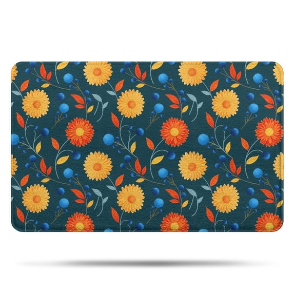 Pioneer Flower Floral Print Pattern Bathroom Rugs Mat, Non Slip Microfiber Bathroom Rug with Rubber Backing, Soft Mats for Bathroom Floor Tub Shower, 20"x32"