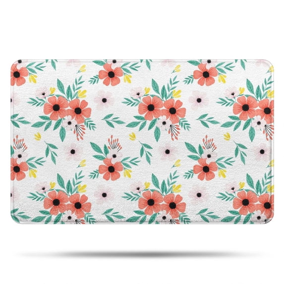 Pioneer Flower Floral Print Pattern Bathroom Rugs Mat, Non Slip Microfiber Bathroom Rug with Rubber Backing, Soft Mats for Bathroom Floor Tub Shower, 20"x32"