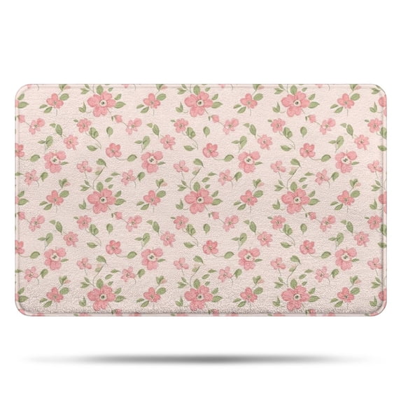Pioneer Flower Floral Print Pattern Bathroom Rugs Mat, Non Slip Microfiber Bathroom Rug with Rubber Backing, Soft Mats for Bathroom Floor Tub Shower, 20"x32"