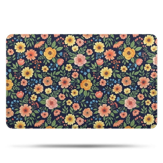 Pioneer Flower Floral Print Pattern Bathroom Rugs Mat, Non Slip Microfiber Bathroom Rug with Rubber Backing, Soft Mats for Bathroom Floor Tub Shower, 20"x32"