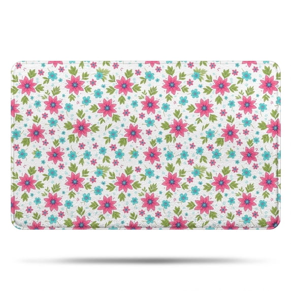 Pioneer Flower Floral Print Pattern Bathroom Rugs Mat, Non Slip Microfiber Bathroom Rug with Rubber Backing, Soft Mats for Bathroom Floor Tub Shower, 20"x32"