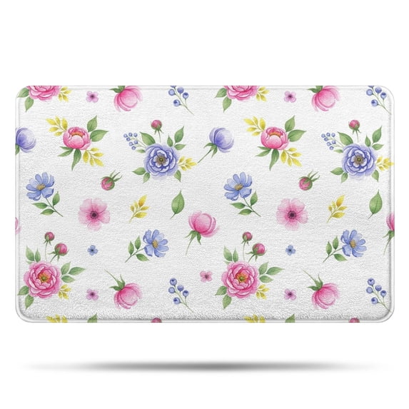 Pioneer Flower Floral Print Pattern Bathroom Rugs Mat, Non Slip Microfiber Bathroom Rug with Rubber Backing, Soft Mats for Bathroom Floor Tub Shower, 20"x32"