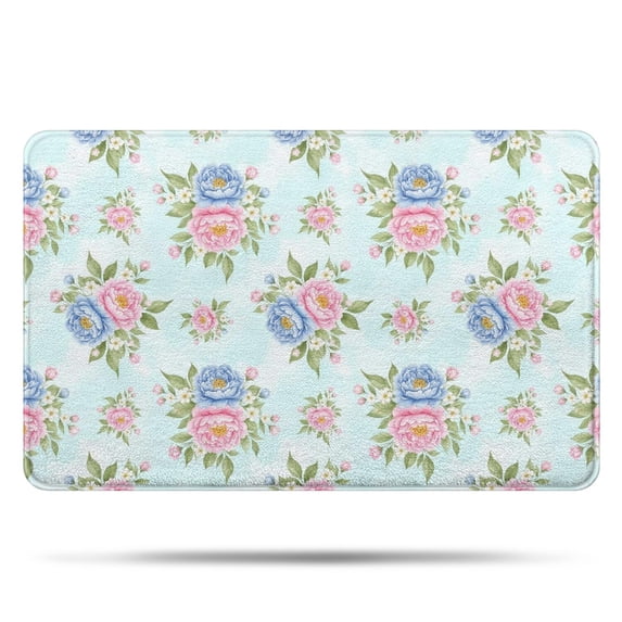 Pioneer Flower Floral Print Pattern Bathroom Rugs Mat, Non Slip Microfiber Bathroom Rug with Rubber Backing, Soft Mats for Bathroom Floor Tub Shower, 20"x32"