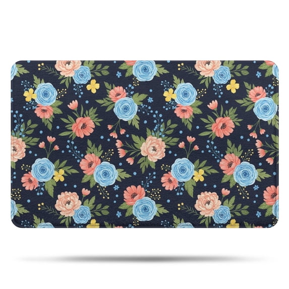 Pioneer Flower Floral Print Pattern Bathroom Rugs Mat, Non Slip Microfiber Bathroom Rug with Rubber Backing, Soft Mats for Bathroom Floor Tub Shower, 20"x32"