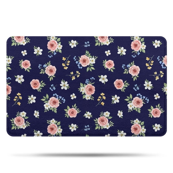 Pioneer Flower Floral Print Pattern Bathroom Rugs Mat, Non Slip Microfiber Bathroom Rug with Rubber Backing, Soft Mats for Bathroom Floor Tub Shower, 20"x32"