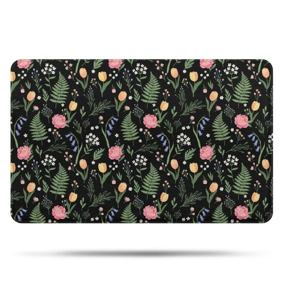 Pioneer Flower Floral Print Pattern Bathroom Rugs Mat, Non Slip Microfiber Bathroom Rug with Rubber Backing, Soft Mats for Bathroom Floor Tub Shower, 20"x32"