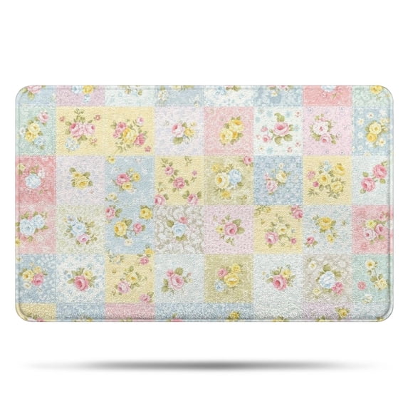 Pioneer Flower Floral Print Pattern Bathroom Rugs Mat, Non Slip Microfiber Bathroom Rug with Rubber Backing, Soft Mats for Bathroom Floor Tub Shower, 20"x32"