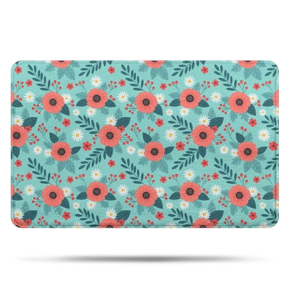 Pioneer Flower Floral Print Pattern Bathroom Rugs Mat, Non Slip Microfiber Bathroom Rug with Rubber Backing, Soft Mats for Bathroom Floor Tub Shower, 20"x32"