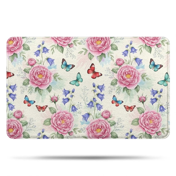 Pioneer Flower Floral Print Pattern Bathroom Rugs Mat, Non Slip Microfiber Bathroom Rug with Rubber Backing, Soft Mats for Bathroom Floor Tub Shower, 20"x32"