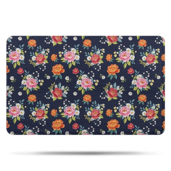 Pioneer Flower Floral Print Pattern Bathroom Rugs Mat, Non Slip Microfiber Bathroom Rug with Rubber Backing, Soft Mats for Bathroom Floor Tub Shower, 20"x32"