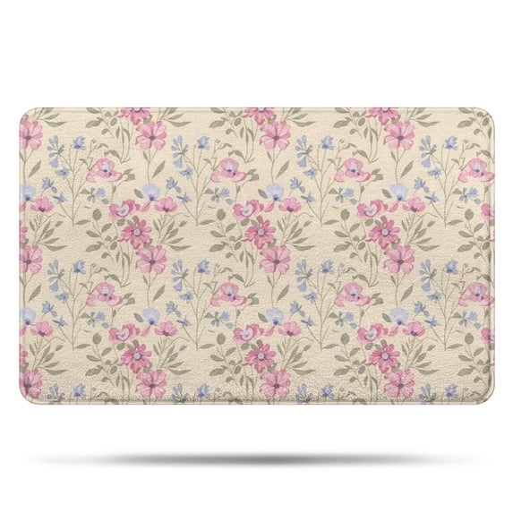 Pioneer Flower Floral Print Pattern Bathroom Rugs Mat, Non Slip Microfiber Bathroom Rug with Rubber Backing, Soft Mats for Bathroom Floor Tub Shower, 20"x32"