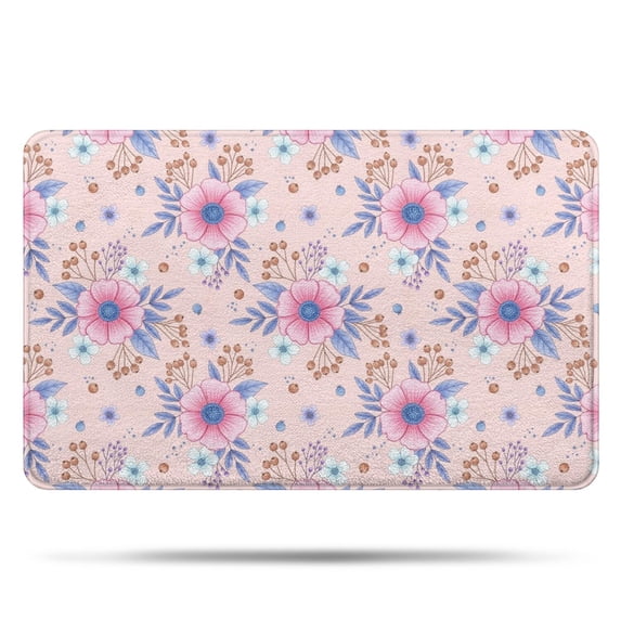 Pioneer Flower Floral Print Pattern Bathroom Rugs Mat, Non Slip Microfiber Bathroom Rug with Rubber Backing, Soft Mats for Bathroom Floor Tub Shower, 20"x32"