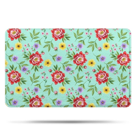 Pioneer Flower Floral Print Pattern Bathroom Rugs Mat, Non Slip Microfiber Bathroom Rug with Rubber Backing, Soft Mats for Bathroom Floor Tub Shower, 20"x32"