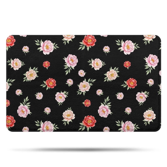 Pioneer Flower Floral Print Pattern Bathroom Rugs Mat, Non Slip Microfiber Bathroom Rug with Rubber Backing, Soft Mats for Bathroom Floor Tub Shower, 20"x32"