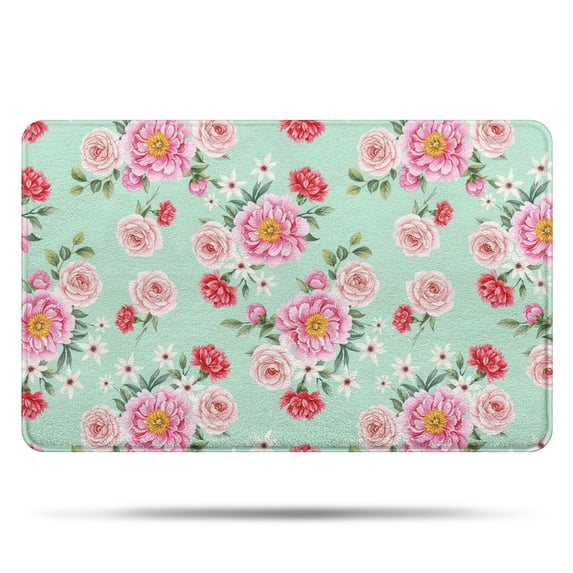 Pioneer Flower Floral Print Pattern Bathroom Rugs Mat, Non Slip Microfiber Bathroom Rug with Rubber Backing, Soft Mats for Bathroom Floor Tub Shower, 20"x32"